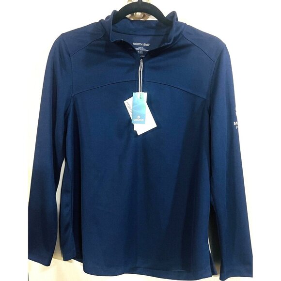 North End Tops - North End Womens Activewear Coolcore Tech 1/4 Zip Classic Navy Medium Pullover